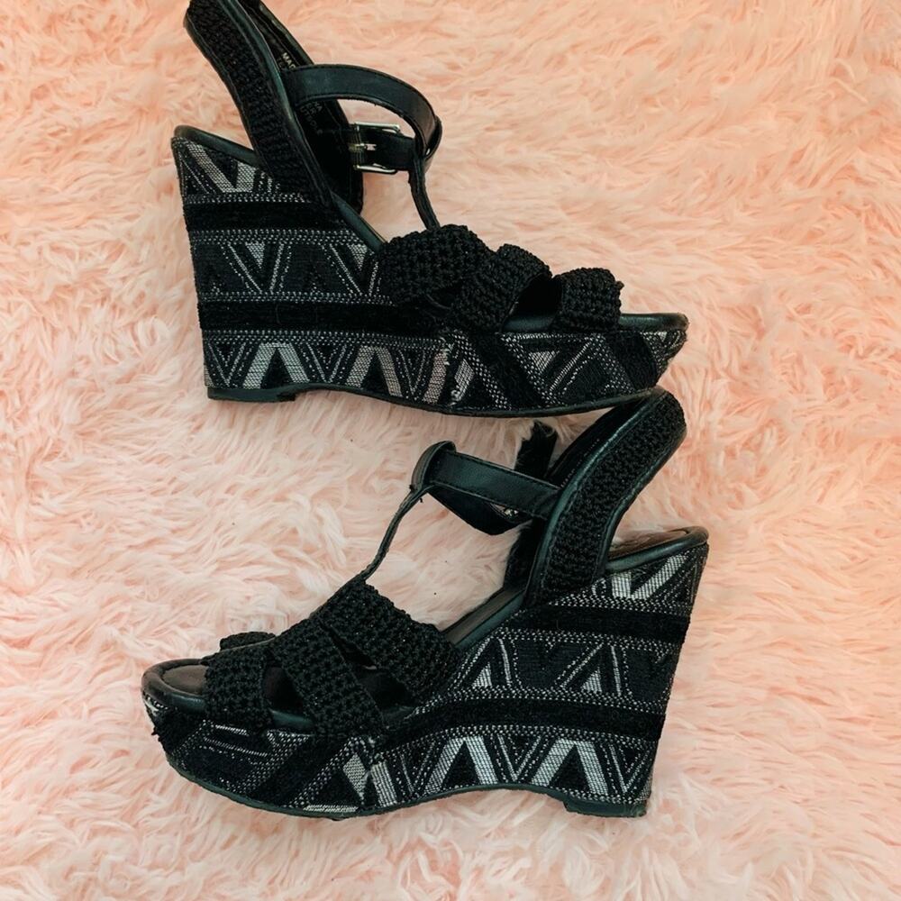The Sak Black and Silver Sandal Wedges-7.5